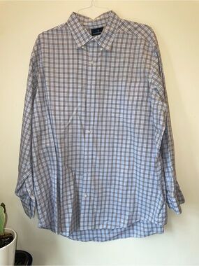 Buttoned Down Brand Blue and Brown Plaid Dress Shirt